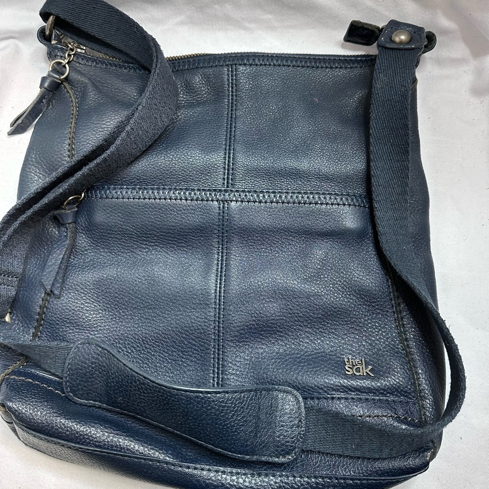 The Sak Dark Blue Leather Shoulder Bag
